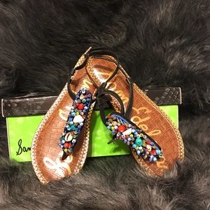 Gabriel black and blue leather sandals